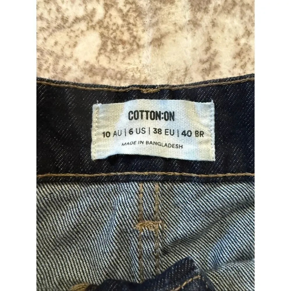 Cotton On Women’s Mid-Low Waisted Super Baggy Denim Jort Shorts Blue Size 6